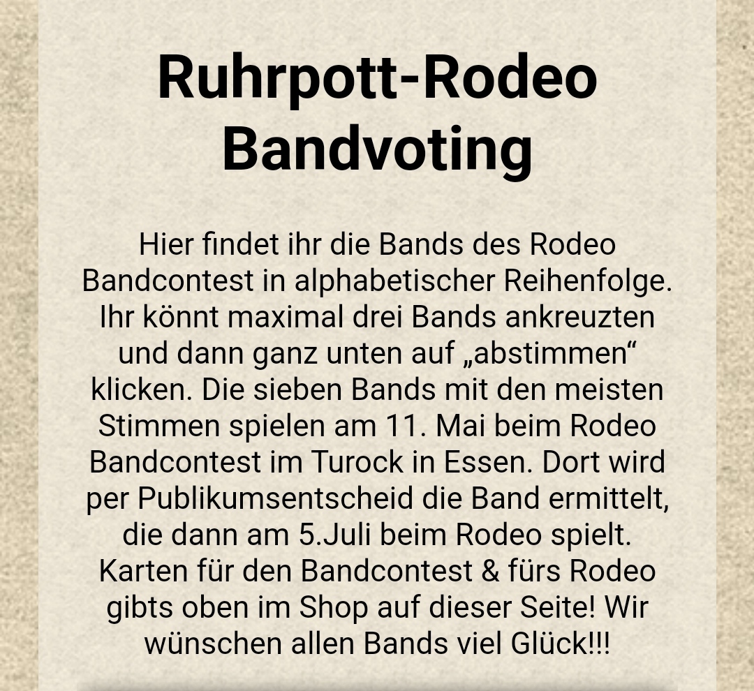 Screenshot des Ruhrpott-Rodeo Bandvoting Contest
